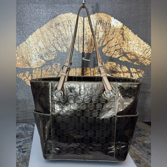 MICHAEL Michael Kors Jet Set Mirror Metallic East/West Signature Tote Bag - Picture 2 of 15